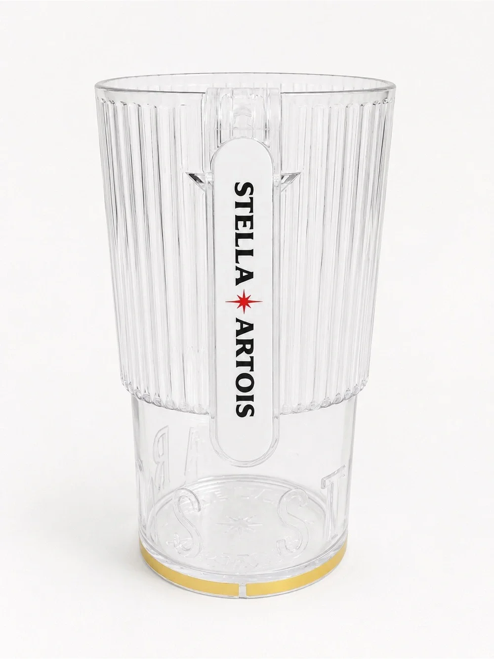 Stella Artois Acrylic Beer Pitcher Clear Ribbed 64 oz Beverage Pitcher Barware